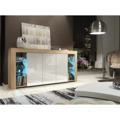 Sideboard TV Unit Display Cabinet Cupboard TV Stand Living Room High Gloss Doors - Oak & White 8 Sideboard TV Unit Display Cabinet Cupboard TV Stand Living Room High Gloss Doors - Oak & White -Diy Shop sideboard tv unit display cabinet cupboard tv stand living room high gloss doors oak white5060970900842 03c MP