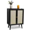 Spinningfield Black Sideboard, 2 Door Sideboard Unit, Cane 2 Cupboard Storage Cabinet, Art Deco Display Case, 2 Interior Shelves -Diy Shop spinningfield black sideboard 2 door sideboard unit cane 2 cupboard storage cabinet art deco display case 2 interior shelves5056115799853 01c MP