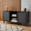 Spinningfield Rattan Sideboard, Black Storage Cabinet For Living Room, Wood Effect Storage Unit W/Open Shelving & Tapered Legs -Diy Shop spinningfield rattan sideboard black storage cabinet for living room wood effect storage unit w open shelving tapered legs5056115799211 01c MP