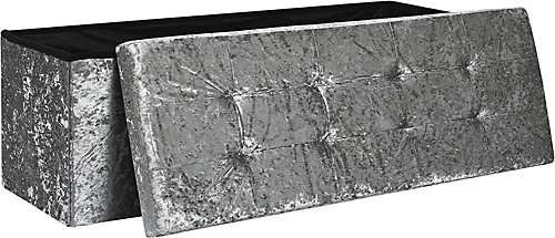 Storage Ottoman Padded Foldable Bench Chest With Lid Holds Up To 100 Kg For Bedroom Room Silver Grey Velvet 110cm X 38 Cm X 38 Cm 3 Storage Ottoman Padded Foldable Bench Chest With Lid Holds Up To 100 Kg For Bedroom Room Silver Grey Velvet 110cm X 38 Cm X 38 Cm