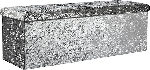 Storage Ottoman Padded Foldable Bench Chest With Lid Holds Up To 100 Kg For Bedroom Room Silver Grey Velvet 110cm X 38 Cm X 38 Cm 4 Storage Ottoman Padded Foldable Bench Chest With Lid Holds Up To 100 Kg For Bedroom Room Silver Grey Velvet 110cm X 38 Cm X 38 Cm - Image 2