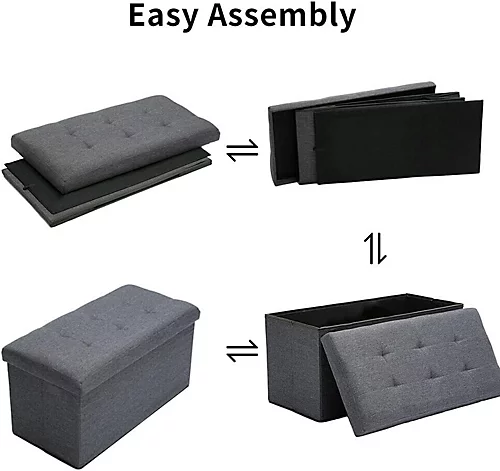 Storage Ottoman Padded Foldable Bench Chest With Lid Holds Up To 100 Kg For Bedroom Room Silver Grey Velvet 110cm X 38 Cm X 38 Cm 5 Storage Ottoman Padded Foldable Bench Chest With Lid Holds Up To 100 Kg For Bedroom Room Silver Grey Velvet 110cm X 38 Cm X 38 Cm - Image 3
