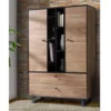 Tall Display Cabiney Dark Oak And Black Finish 2 Door 2 Drawer -Diy Shop tall display cabiney dark oak and black finish 2 door 2 drawer5056413107176 01c MP
