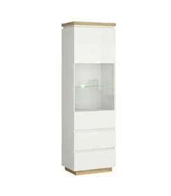 Tall Glass Display Cabinet LED Light Buffet Unit Modern White Gloss Oak Erla -Diy Shop tall glass display cabinet led light buffet unit modern white gloss oak erla5900211817716 02c MP