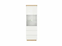 Tall Glass Display Cabinet LED Light Buffet Unit Modern White Gloss Oak Erla -Diy Shop tall glass display cabinet led light buffet unit modern white gloss oak erla5900211817716 03c MP