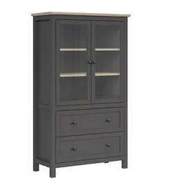 Tall Glass Display Cabinet Unit Dresser Drawers Country Grey Oak Shaker Bocage -Diy Shop tall glass display cabinet unit dresser drawers country grey oak shaker bocage5900211808707 03c MP