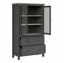 Tall Glass Display Cabinet Unit Dresser Drawers Country Grey Oak Shaker Bocage -Diy Shop tall glass display cabinet unit dresser drawers country grey oak shaker bocage5900211808707 04c MP