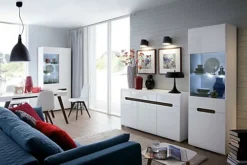 Tall Glass Display Cabinet Unit LED Light Modern White Gloss Black Brown Insert Azteca - White Gloss -Diy Shop tall glass display cabinet unit led light modern white gloss black brown insert azteca white gloss5060958045572 03c MP