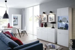 Tall Glass Display Cabinet Unit LED Light Modern White Gloss Black Brown Insert Azteca - White Gloss -Diy Shop tall glass display cabinet unit led light modern white gloss black brown insert azteca white gloss5060958045572 04c MP