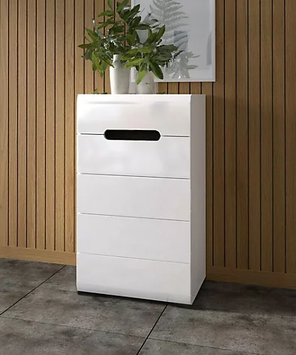 Tallboy Storage Drawers Chest Of 5 Drawers Soft Close Black White Gloss Azteca 3 Tallboy Storage Drawers Chest Of 5 Drawers Soft Close Black White Gloss Azteca