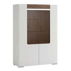 Toronto Low Glazed 2 Door Display Cabinet With Internal Shelves (inc. Plexi Lighting)