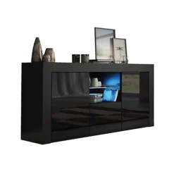 TV Unit 145cm Sideboard Cabinet Cupboard TV Stand Living Room High Gloss Doors - Black -Diy Shop tv unit 145cm sideboard cabinet cupboard tv stand living room high gloss doors black5060970900736 02c MP