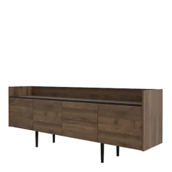 Unit Sideboard 2 Drawers 3 Doors In Walnut And Black -Diy Shop unit sideboard 2 drawers 3 doors in walnut and black5060653083466 03c MP