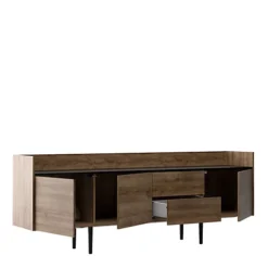 Unit Sideboard 2 Drawers 3 Doors In Walnut And Black -Diy Shop unit sideboard 2 drawers 3 doors in walnut and black5060653083466 04c MP