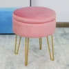 Velvet Padded Stool With Storage Seat Chair Sturdy Metallic Legs For Bedroom, Living Room, Make Up Vanity Stool -Pink -Diy Shop velvet padded stool with storage seat chair sturdy metallic legs for bedroom living room make up vanity stool pink5055797216764 01c MP