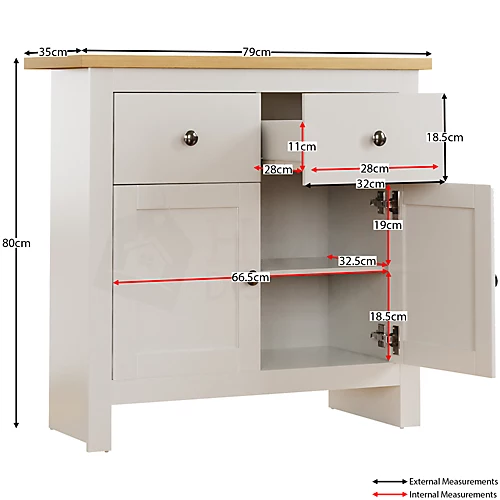 Vida Designs Arlington White 2 Drawer 2 Door Sideboard Storage Cabinet Cupboard 4 Vida Designs Arlington White 2 Drawer 2 Door Sideboard Storage Cabinet Cupboard - Image 2