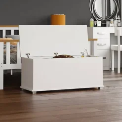 Vida Designs Leon Storage Ottoman White Storage Bench Chest Bedroom Living Room  -Diy Shop vida designs leon storage ottoman white storage bench chest bedroom living room 5056562198582 03c MP