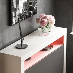 Vida Designs Nova White & Grey 3 Door LED Sideboard Storage Cabinet Cupboard -Diy Shop vida designs nova white grey 3 door led sideboard storage cabinet cupboard5056562003169 04c MP