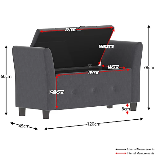 Vida Designs Seville Storage Ottoman Dark Grey Linen Storage Bench Chest Bedroom Living Room 4 Vida Designs Seville Storage Ottoman Dark Grey Linen Storage Bench Chest Bedroom Living Room - Image 2