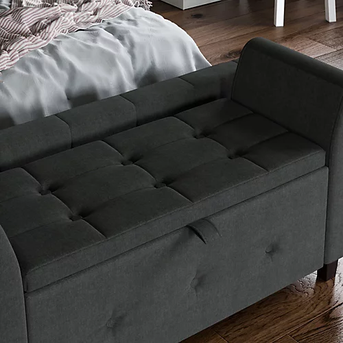 Vida Designs Seville Storage Ottoman Dark Grey Linen Storage Bench Chest Bedroom Living Room 6 Vida Designs Seville Storage Ottoman Dark Grey Linen Storage Bench Chest Bedroom Living Room - Image 4