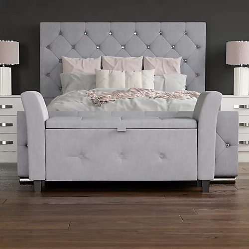 Vida Designs Seville Storage Ottoman Light Grey Linen Storage Bench Chest Bedroom Living Room 5 Vida Designs Seville Storage Ottoman Light Grey Linen Storage Bench Chest Bedroom Living Room - Image 3