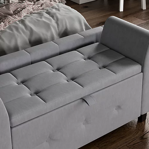 Vida Designs Seville Storage Ottoman Light Grey Linen Storage Bench Chest Bedroom Living Room 6 Vida Designs Seville Storage Ottoman Light Grey Linen Storage Bench Chest Bedroom Living Room - Image 4