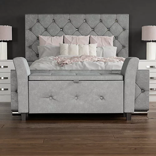 Vida Designs Seville Storage Ottoman Light Grey Velvet Storage Bench Chest Bedroom Living Room 5 Vida Designs Seville Storage Ottoman Light Grey Velvet Storage Bench Chest Bedroom Living Room - Image 3