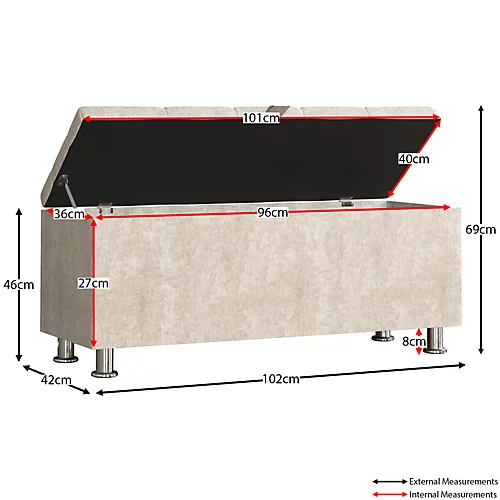 Vida Designs Valencia Storage Ottoman Crushed Velvet Champagne Storage Bench Chest Bedroom Living Room 4 Vida Designs Valencia Storage Ottoman Crushed Velvet Champagne Storage Bench Chest Bedroom Living Room - Image 2