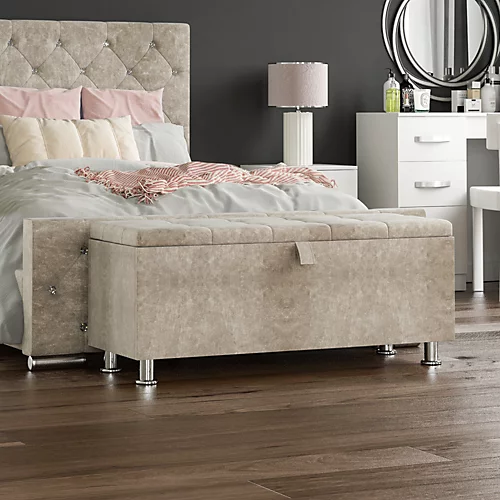 Vida Designs Valencia Storage Ottoman Crushed Velvet Champagne Storage Bench Chest Bedroom Living Room 5 Vida Designs Valencia Storage Ottoman Crushed Velvet Champagne Storage Bench Chest Bedroom Living Room - Image 3