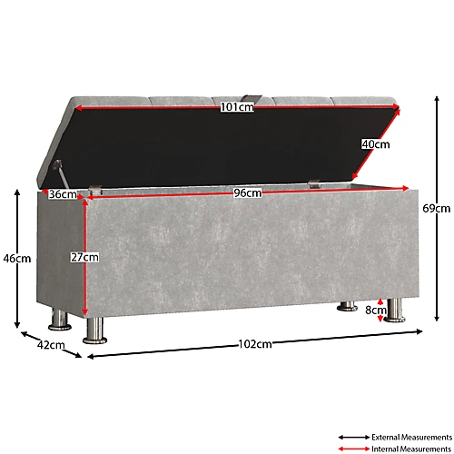 Vida Designs Valencia Storage Ottoman Crushed Velvet Silver Storage Bench Chest Bedroom Living Room 4 Vida Designs Valencia Storage Ottoman Crushed Velvet Silver Storage Bench Chest Bedroom Living Room - Image 2