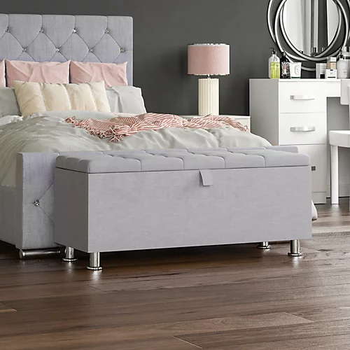 Vida Designs Valencia Storage Ottoman Light Grey Linen Storage Bench Chest Bedroom Living Room 5 Vida Designs Valencia Storage Ottoman Light Grey Linen Storage Bench Chest Bedroom Living Room - Image 3