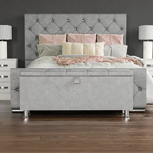 Vida Designs Valencia Storage Ottoman Light Grey Velvet Storage Bench Chest Bedroom Living Room 6 Vida Designs Valencia Storage Ottoman Light Grey Velvet Storage Bench Chest Bedroom Living Room - Image 4