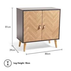 VonHaus Herringbone Sideboard - Grey & Wood Effect 2 Door Storage Cabinet - Modern Cupboard W/Tapered Legs For Living Room -Diy Shop vonhaus herringbone sideboard grey wood effect 2 door storage cabinet modern cupboard w tapered legs for living room5056115796036 03c MP