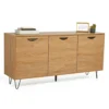 VonHaus Large Sideboard Oak Wood Effect, 3 Door Sideboard For Living Room, Storage Cabinet W/Shelving Black Hairpin Legs & Handles -Diy Shop vonhaus large sideboard oak wood effect 3 door sideboard for living room storage cabinet w shelving black hairpin legs handles5056115708848 01c MP