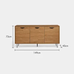 VonHaus Large Sideboard Oak Wood Effect, 3 Door Sideboard For Living Room, Storage Cabinet W/Shelving Black Hairpin Legs & Handles -Diy Shop vonhaus large sideboard oak wood effect 3 door sideboard for living room storage cabinet w shelving black hairpin legs handles5056115708848 04c MP