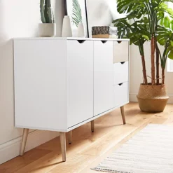 VonHaus Large Sideboard, Wide Storage Cabinet, White & Oak Wood Effect Sideboard W/ 2 Doors - For Living Room, Lounge & Hallway -Diy Shop vonhaus large sideboard wide storage cabinet white oak wood effect sideboard w 2 doors for living room lounge hallway5056115719813 03c MP