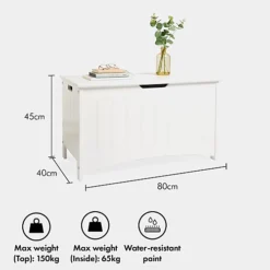 VonHaus Storage Chest - White Toy Box Storage Unit - Storage Bench W/ Hinged Lid - Large Ottoman Chest Organiser For Blankets -Diy Shop vonhaus storage chest white toy box storage unit storage bench w hinged lid large ottoman chest organiser for blankets5056115795466 04c MP