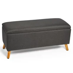 VonHaus Storage Ottoman, Charcoal Grey End Of Bed Storage, Internal Storage Space, Soft Close Hinges, For Bedroom, Living Room