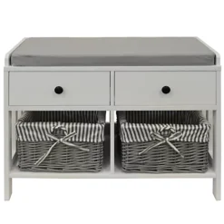 Watsons Double Storage Shoe Storage Bench With Two Drawers And Baskets White Grey -Diy Shop watsons double storage shoe storage bench with two drawers and baskets white grey5012053968096 02c MP