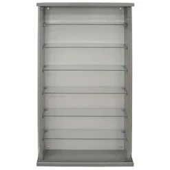 Watsons Wall Display Cabinet Wood 6 Glass Shelves Grey -Diy Shop watsons wall display cabinet wood 6 glass shelves grey5012053970532 02c MP