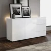 White High Gloss SMART Sideboard With Wireless Phone Charging And Alexa Or App Operated LED Mood Lighting -Diy Shop white high gloss smart sideboard with wireless phone charging and alexa or app operated led mood lighting7427015862820 01c MP
