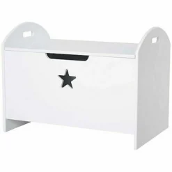 White Wooden Kid's Toy Box With Star -Diy Shop white wooden kid s toy box with star5055959710611 02c MP