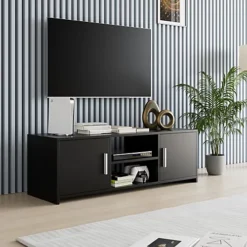 Wooden Large Black TV Cabinet Stand Cupboard Unit Lowboard Shelf Table Furniture -Diy Shop wooden large black tv cabinet stand cupboard unit lowboard shelf table furniture5057102013815 03c MP