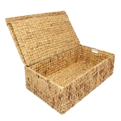 Woodluv Set Of 2 Water Hyacinth Under Bed Storage Box Chest Basket -Extra Large & Large